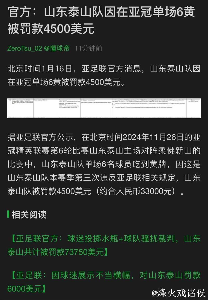 亚足联:山东泰山因亚冠退赛被禁赛两年并罚款 亚足联:山东泰山因亚冠退赛被禁赛两年并罚款